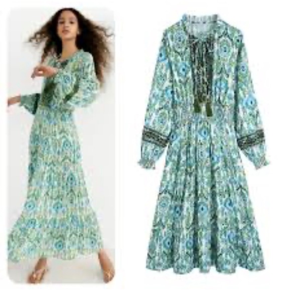 Zara Dresses & Skirts - NWOT Zara Maxi Tiered‎ Flowy Dress Size XL